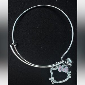 Chic Silver Bracelet with Pink Bow Charm